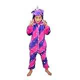 Best Home & Baby Girls Hooded 3D Unicorn Onesie Pyjamas Nightwear Dress Up Fleece Toddler to Teenage (5-6, Unicorn Stars Red Purple)