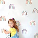 36Pcs Rainbow Wall Decals, Btstil Colorful Rainbow Wall Stickers, Removable DIY Rainbow Window Decals for Kids Girls Bedroom Nursery Room Home Decors