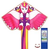 Huge Unicorn Kite for Children Kids Adults Easy to Fly Outdoor Beach Games, Gift Bag with Kites Handle & String - Easy to Assemble & Carry