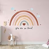 Containlol Rainbows Wall Decal, Rainbow Stickers Large Rainbow Wall Decor Peel and Stick Wallpaper for Girl Bedroom Baby Shower Nursery Kid Playroom Decor You are So Loved 30 x 14 inch (Boho)