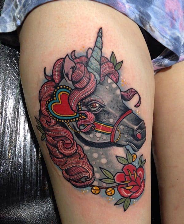 Fade To Black Tattoo Company  Fun unicorn piece from Chance Webb recently  Have you noticed the unicorn head hanging in the shop Look for it on your  next visit  Facebook